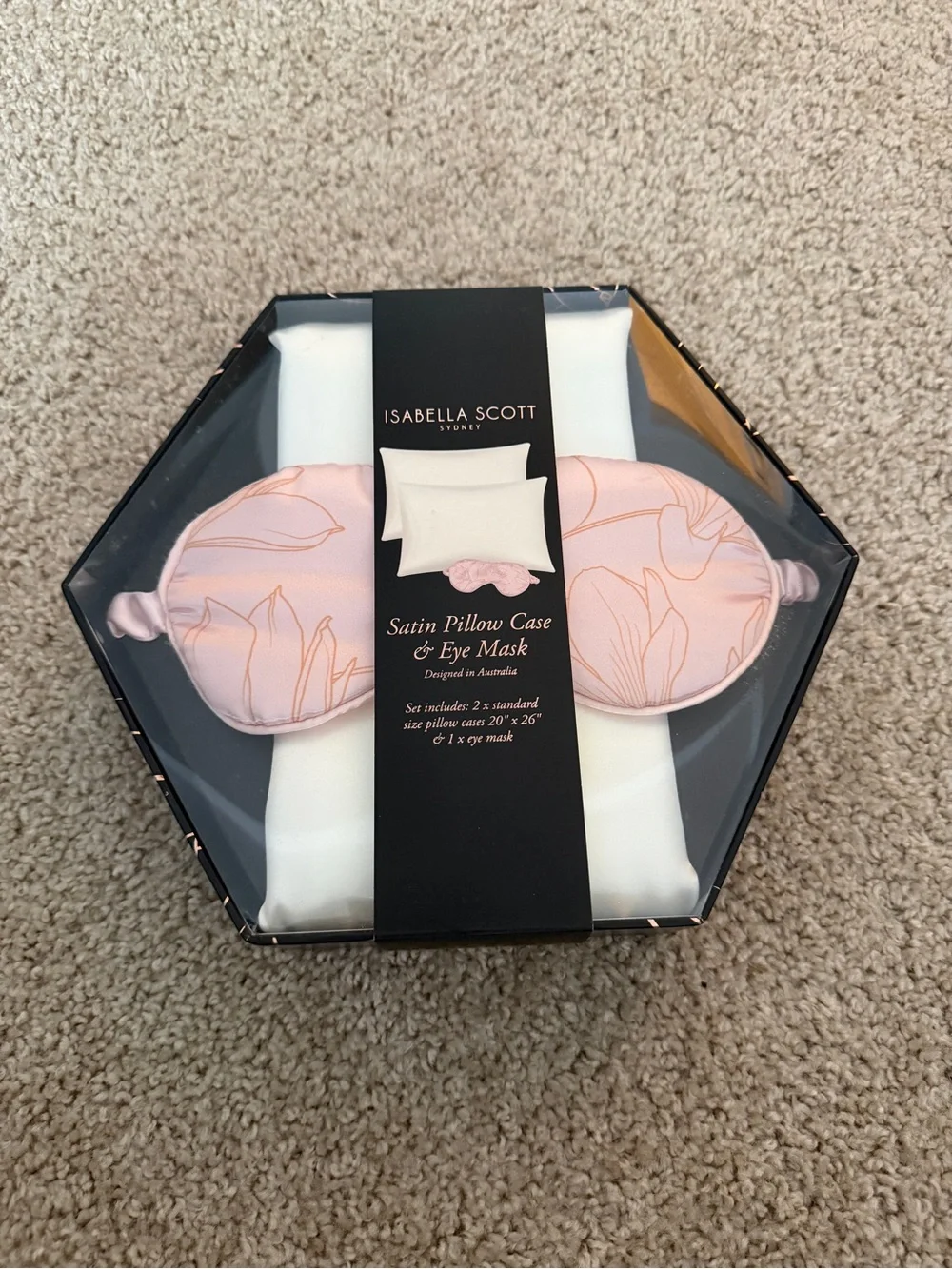 Satin Pillow Case & Eye Mask Set - Pink